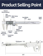 Vernier Caliper Professional Pachymeter Carpentry Tools Measuring Tool Micrometer Ruler Stainless Steel Pachometer Dial Calipers