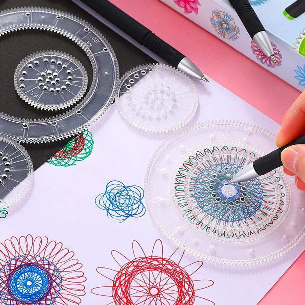 22pcs Spirograph Ruler Set Geometric Ruler Mathematical Roulette Drawing Tools Learning Painting Creative Educational Art Tool