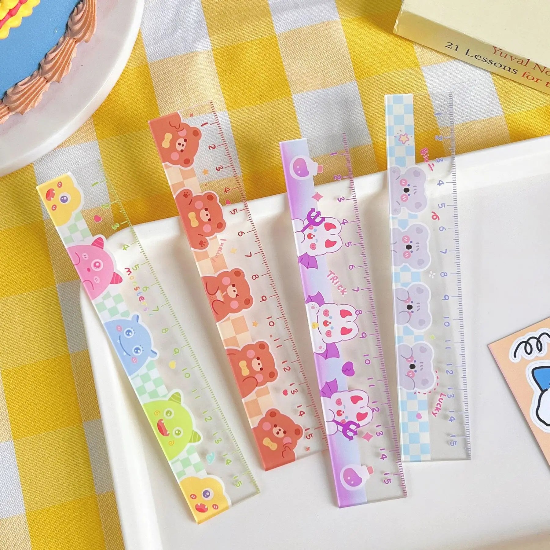 1 Piece Lytwtw's Cute Animals Straight Kawaii Christmas Ruler Tools Stationery Cartoon Drawing Office School Measuring