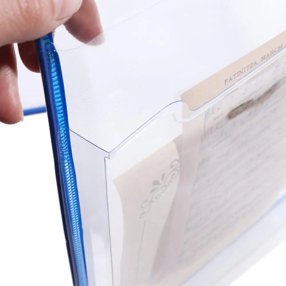 Wall Hanging A4 Receipt Organizer Waterproof Water Resist Document Storage Bag PVC Transparent File Folder for Classroom Office