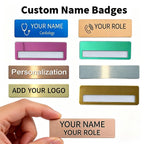 Metal Badges Pin Stainless Steel Custom Your Logo Engraved Staff Name Badge Personalized Metal ID Tag With Magnet Pin Backing