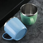Simple Solid Color Stainless Steel Mug Wheat Straw Element Small Water Cup Children's Household Anti-scalding Drinking Water Cup