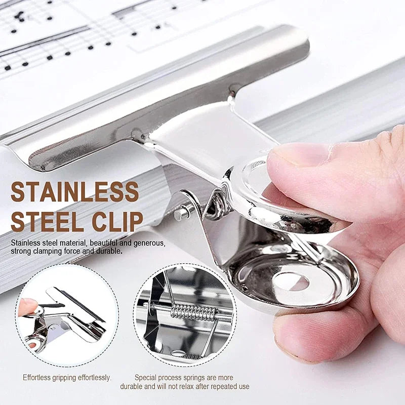 6Pcs Metal Paper Clip Foldback Metal Binder Clips Multi-functional Clamp Binder Paper Clips Office School Stationery Supplies