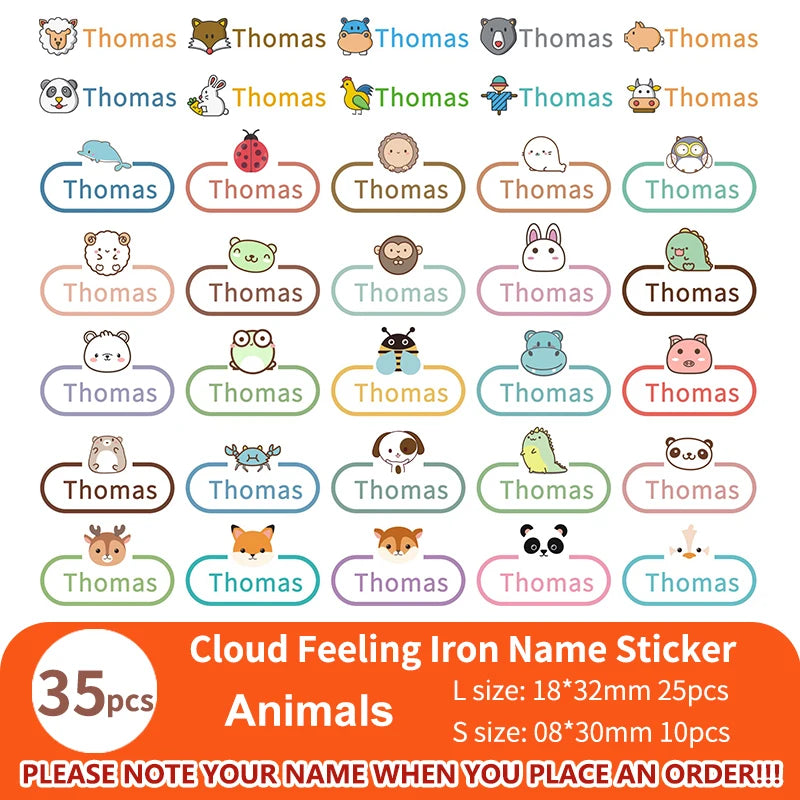 Multi Style Personalized Embroidery Name Sticker Clothes Label Decals Washable Iron On Tags Children Uniform Stickers Custom