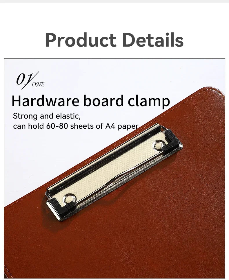 1PC A4 Size Texture PU Leather Multi-Functional Business Folder with Clip Pen Holder And Card Slots for Office Sales Bank Meetin