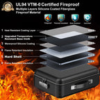 Hard Shell Fireproof Document Box with Lock Portable A4 Document Bag 5200°F Document Box Waterproof for Important Documents