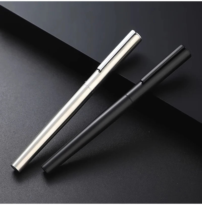 High Quality 0.38mm Extra Fine Nib Fountain Pen Stainless Steel Extremely Black Metal Business Office Writing Calligraphy Pens
