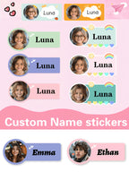 60-240PCs Custom Photo Name Stickers,4*1.8CM Personalized Markers For Special Items,Customized Name Photo Label,Waterproof Vinyl