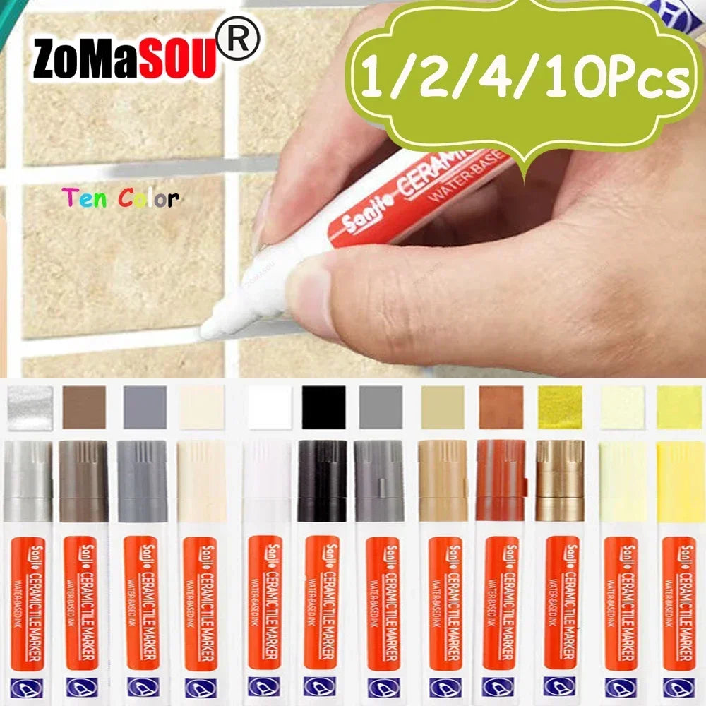 1-10Pcs 10 Colors Waterproof Tile Floor Marker Pen Wall Grout Pen for Kitchen Bathroom Ceramic Seam Paint Gap Repair Tools
