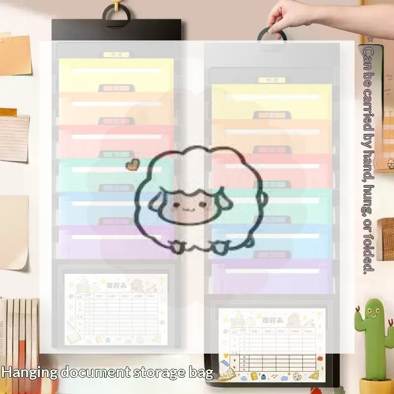 File Organizer Folder Hanging Long Size Bond Paper Wall-Mounted Rainbow Classification Large Capacity Office Folder