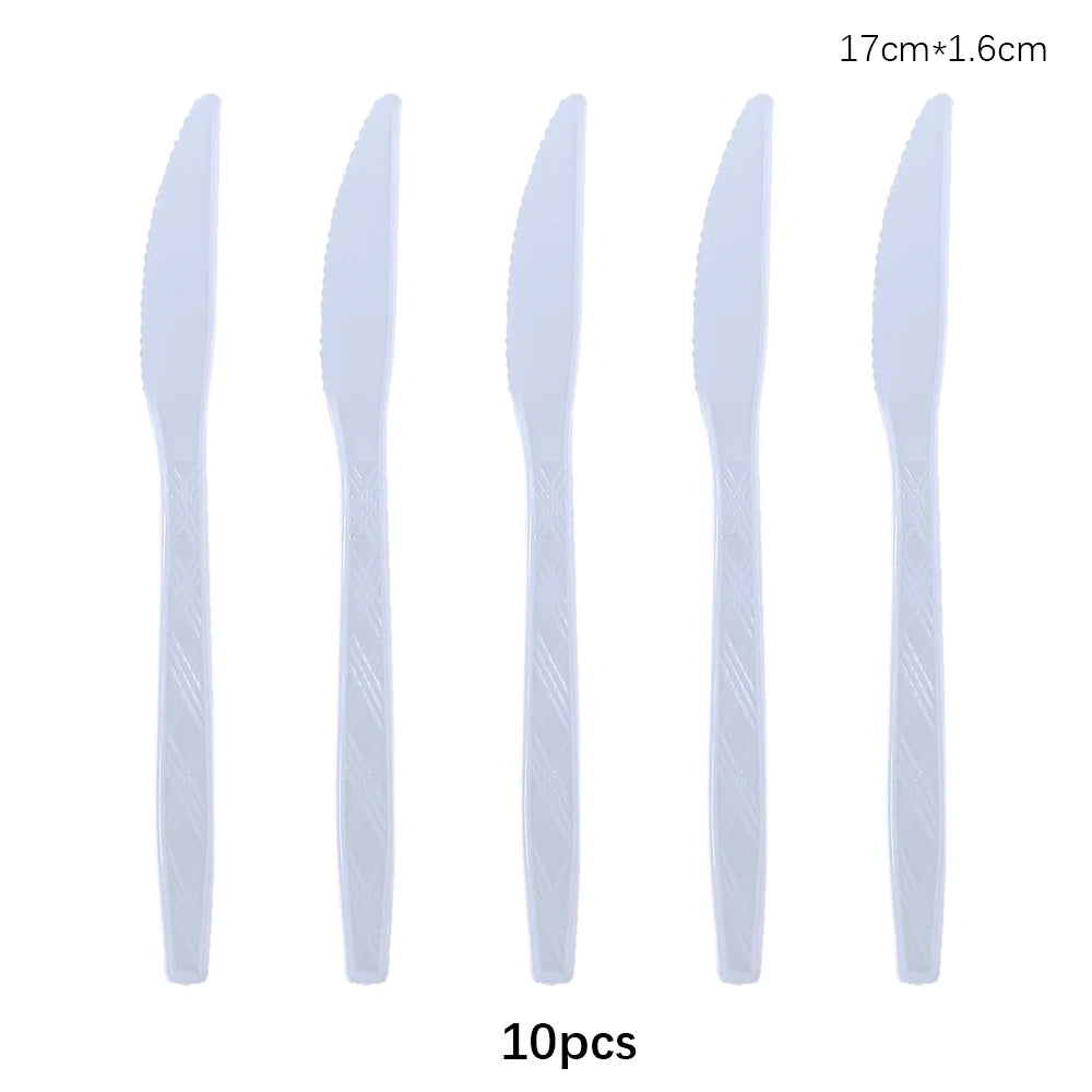Rose Gold Disposable Knife Fork Spoon Cutlery Set Disposable Tableware Birthday Party Decorations Wedding Baby Shower Supplies