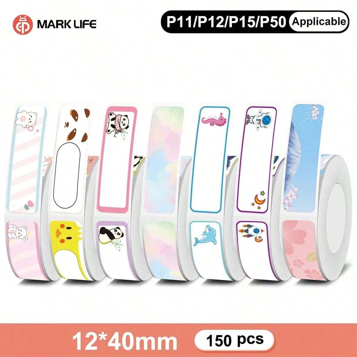 150pcs Waterproof Blank Self Adhesive Assorted Stickers Removable 12x40mm Label Stickers Name Tag Bottle File Document