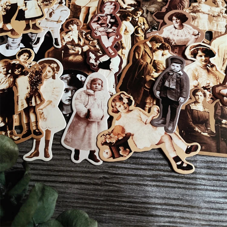 37Pcs Vintage Europen American Photo Craft Paper Dolls Junk Journal Ephemera DIY Cardstock Scrapbooking Material Thick Card