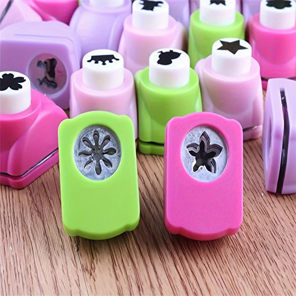 Random 10 Piece Mini Embossing Punch Set, Mixed Colors, Creative Portable Paper Craforations,t Cutting and Embossing Tools for D