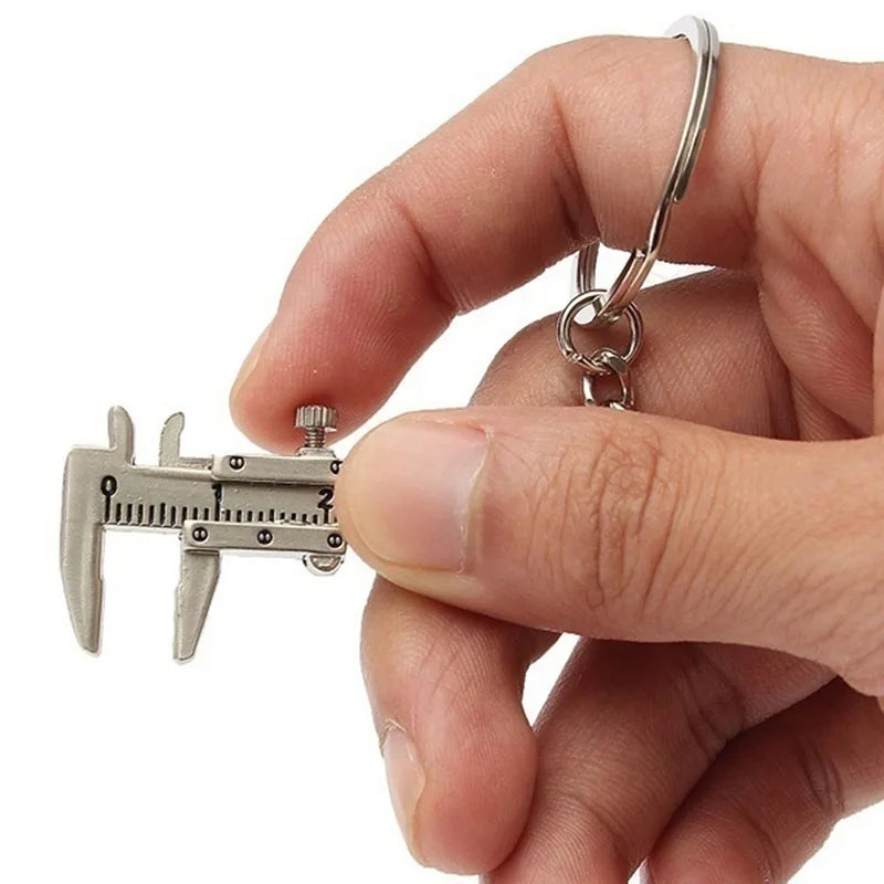 Mini Metal Ruler Vernier Caliper Portable 0-40mm keychain Measuring Gauging Tools Car Turbo key Chain Ring Ruler Caliper
