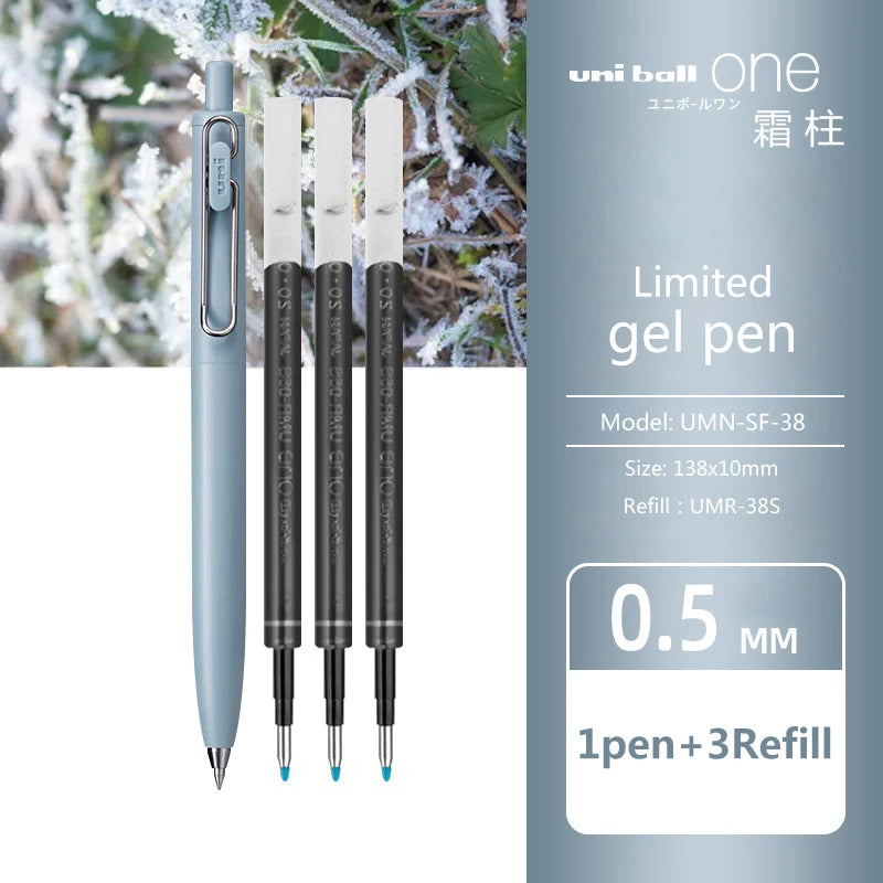 1+3 Refill Japan UNI Gel Pen Small Thick Core 0.38mm Smooth Quick Dry UMN-SF-38 Upgrade UniBall One Black School Supplies