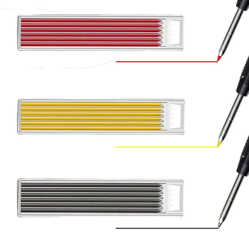 5 Colors 2.8mm Solid Woodworking Mechanical Pencil with Pen Cover 2B Black Yellow Red Lead Long Headed Carpenter Marking Pencil