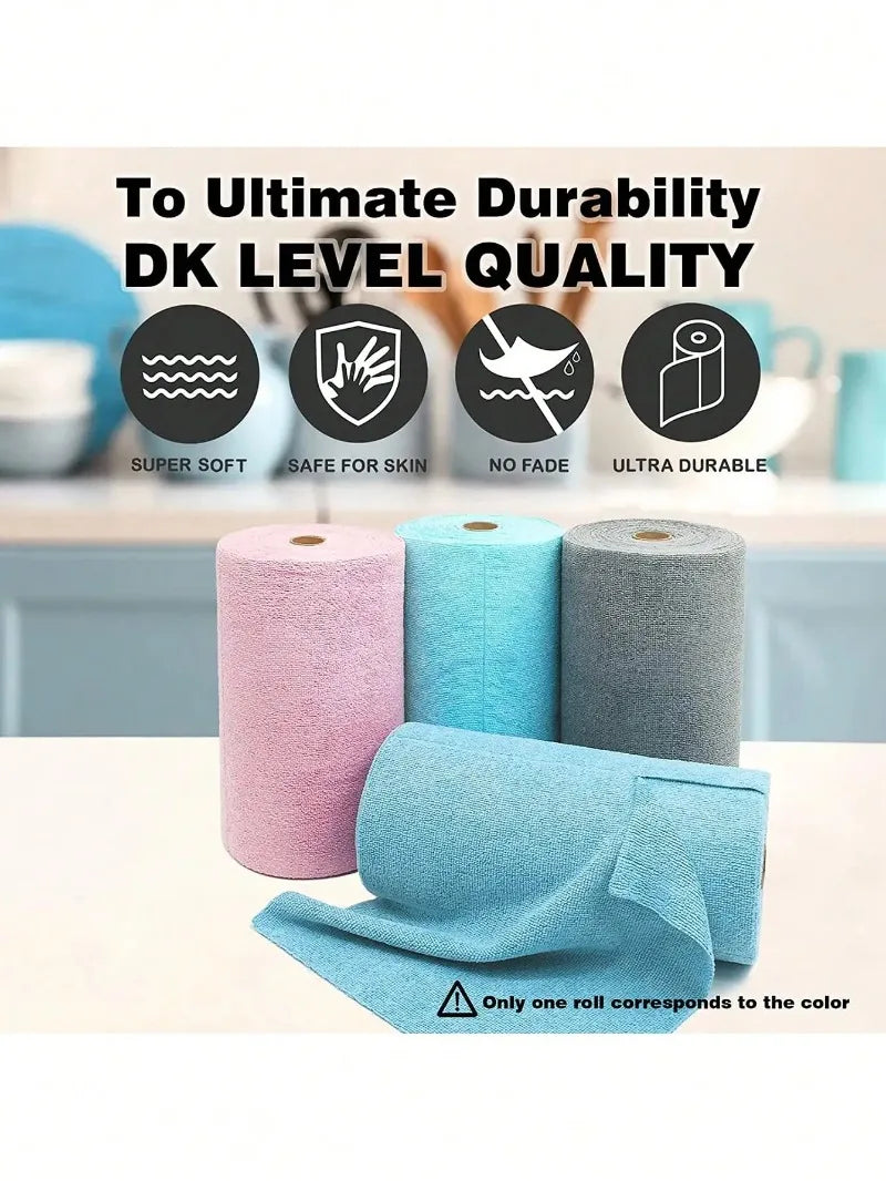 50pcs/Roll Microfiber Tear-Towel Roll, Reusable Cleaning Rag,Multi-Purpose Dishwashing Towels For Tableware Double