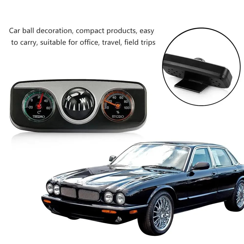 3-in-1 Multifunctional Vehicle Compass, High Precision, with Thermometer ABS Adhesive Navigation Ball for Ships, Vehicle Tools
