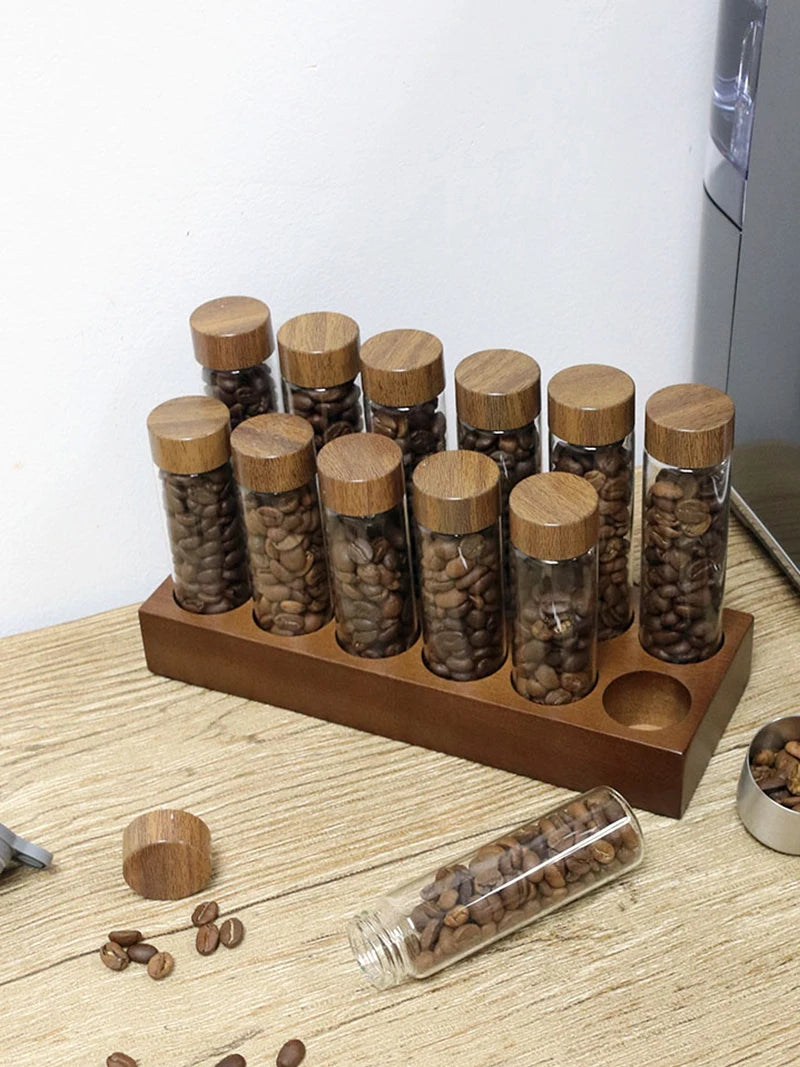 Coffee Beans Storage Container Tube Display Rack Tea Bottle Glass Single Dose Espresso Accessory Coffeware Set Barista Tool Gift