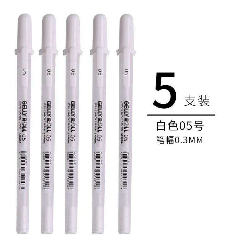 Sakura Gelly Roll Gel Pens 3/5PCS Classic Highlight Pen Gel Ink Pens Bright White Highlight Sketch Markers Color Highlighting