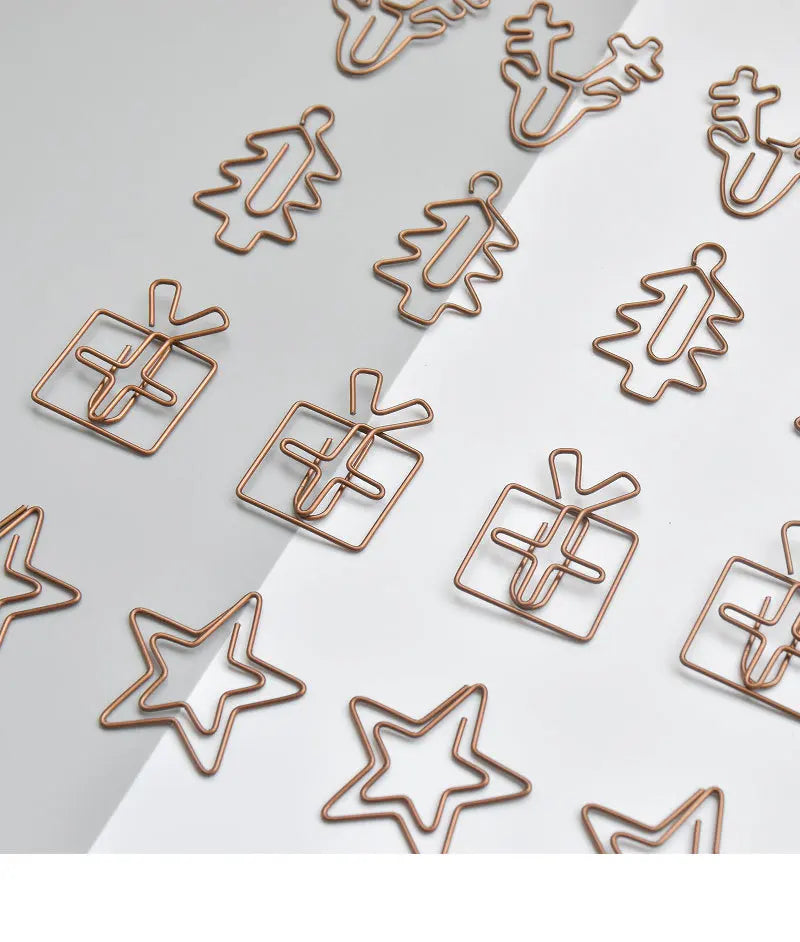 20pcs Retro Metal Clips Mini Christmas Tree Paper Clip Bookmark Book Binding Notebook Decor Stationery School Binding Supplies