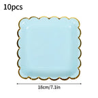 10pcs/set Disposable Birthday Tableware Cup Paper Plate Straws Birthday Party Wedding Decoration Kids Baby Shower Party Supplies