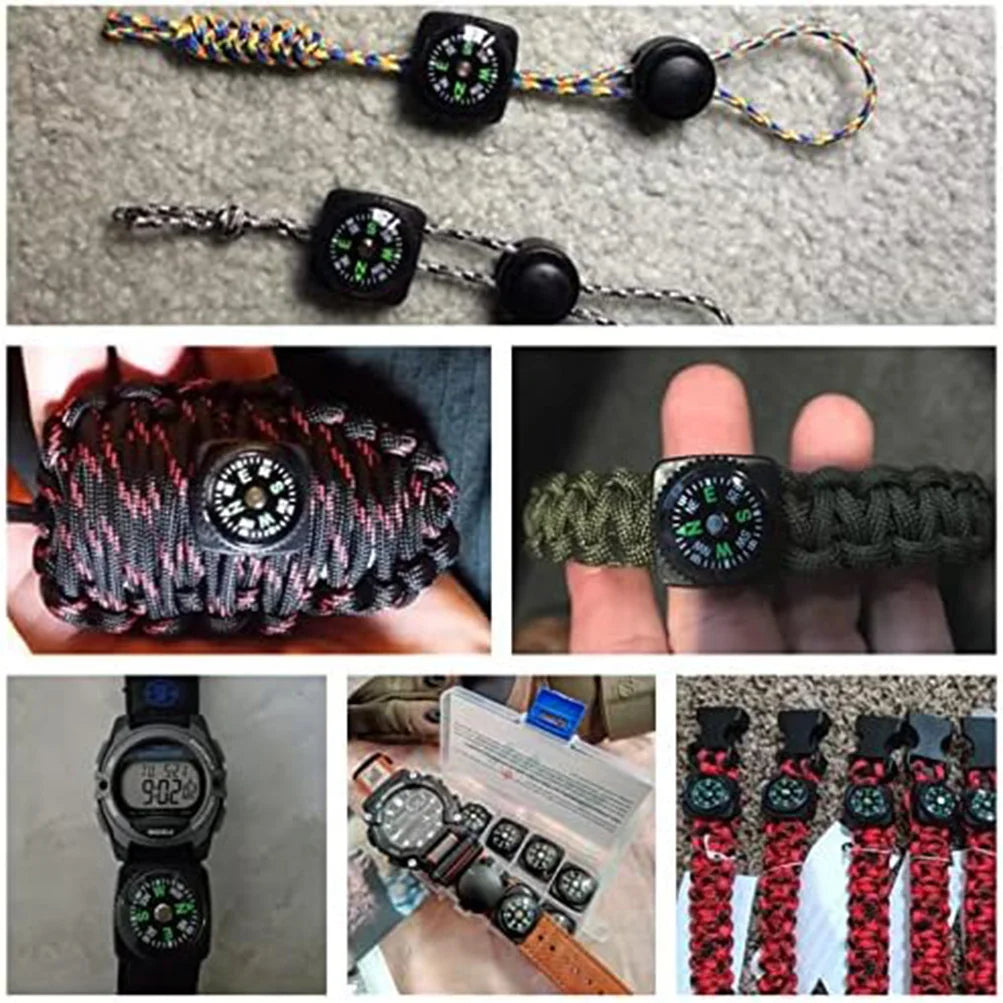 4pcs Belt Buckle Mini Compass Portable Button Compass for Survival Watch Band Paracord Bracelet Pack Emergency Navigation Tool