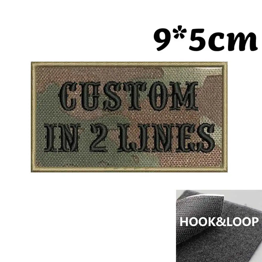 Custom 2 Lines Name Tags  Army Blood Number ID Badage Embroidered Patch with Merrow Border Hook Backing