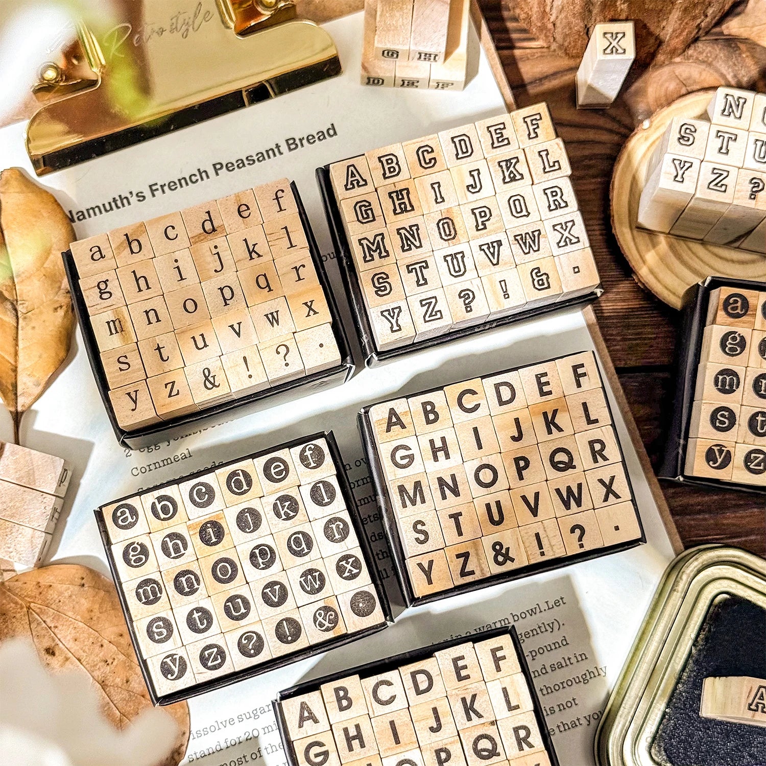 30 Pcs Symbols Retro  A-Z Letters English Digital Hand Notes Seal Typewriter Series Decorative Printing Materials Wood Stamp Set