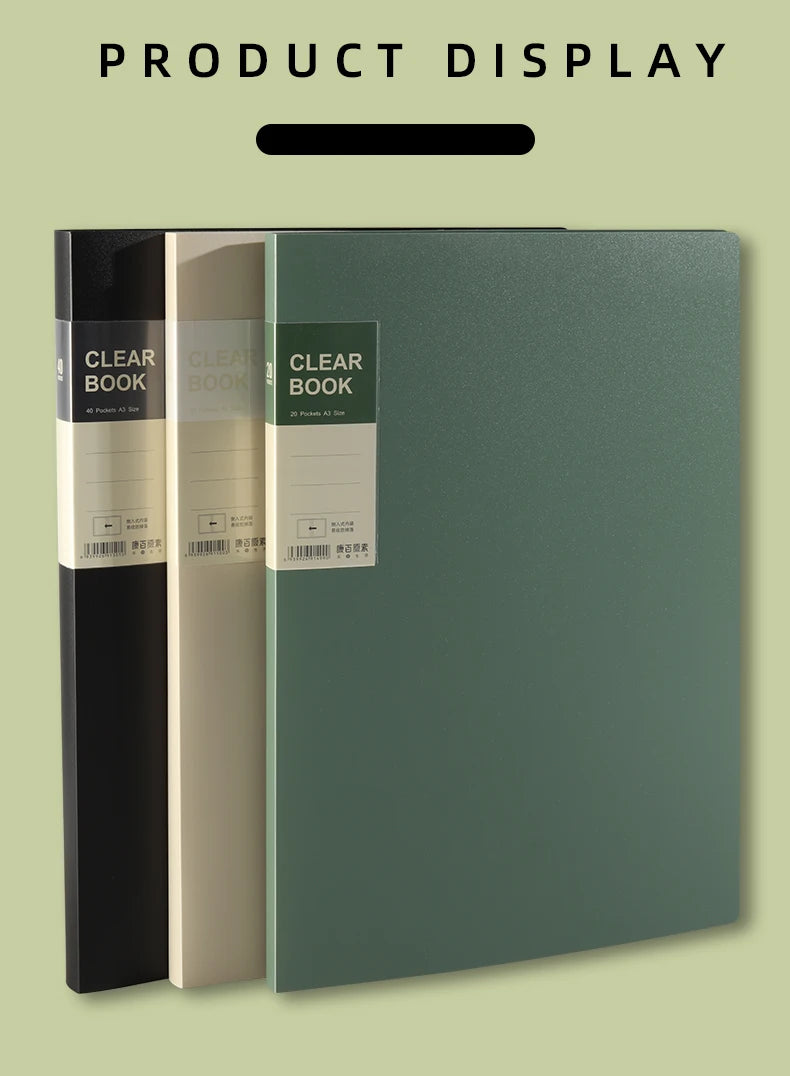 A3 Side-Loading Portfolio 8K Album for Children's Certificates, Artwork, Drawing Paper, and Poster Collection Folder