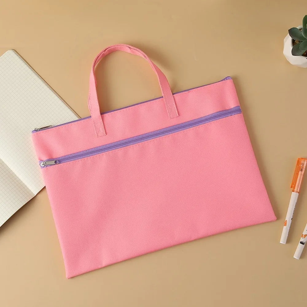 A4 File Bag Portable Zipper Oxford Cloth Waterproof 8k Sketch Drawing Art Storage Bag Canvas Bag School Office Filing Products