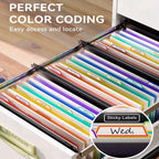 1-Pack of Plastic Telescopic Hanging Folders with 7 Compartments and Multi-Colored Labels, Suitable for Filing Cabinets.