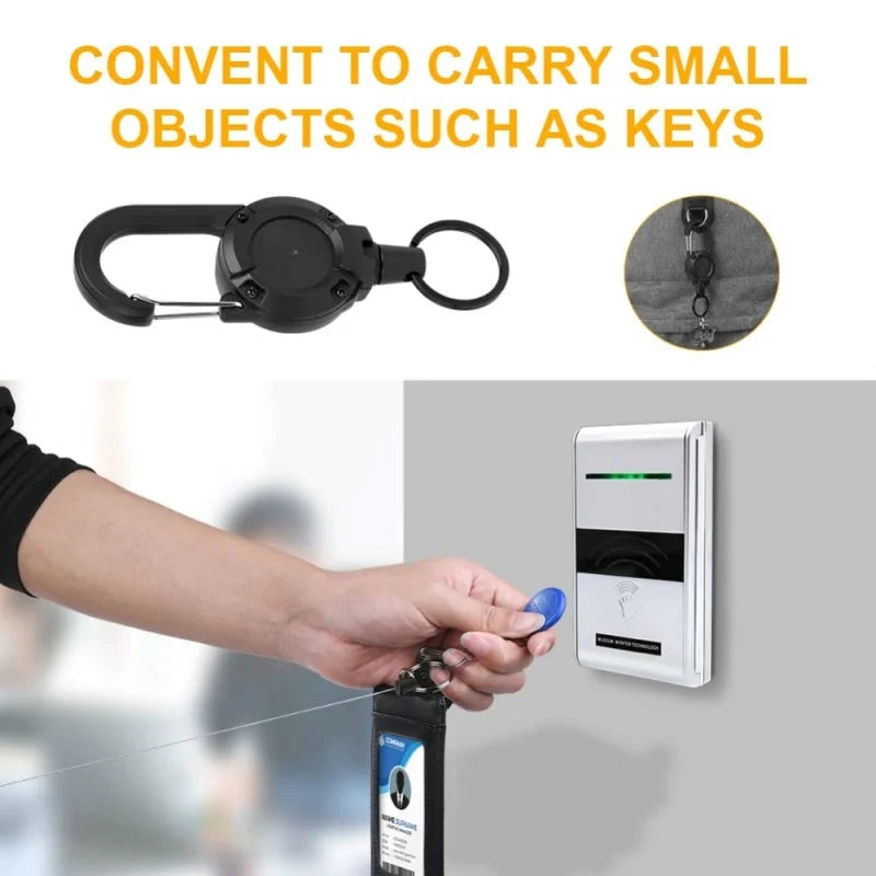 2/4/8pcs Outdoor Retractable Keychain Heavy Duty Carabiner Badge Holder Retractable ID Badge Clip Reel Key Chain for Fishing