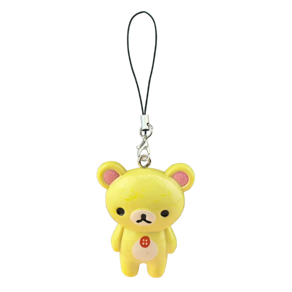 Kawaii Rilakkuma Easy Bear Phone Rope Chain Keyrings Lazybear Doll Keychains Bag Key Pendants Gift