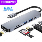 6 in 1 USB C Hubs Type C 3.0 Adapter to 4K HDMI SD TF Card PD Fast Charge Splitter USB Docking Stations Hub for MacBook Computer
