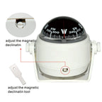 For Boat Yacht Car Waterproof Navigation Compass With Electronic LED Light White/Black Marine Sea Pivoting Marine Compass