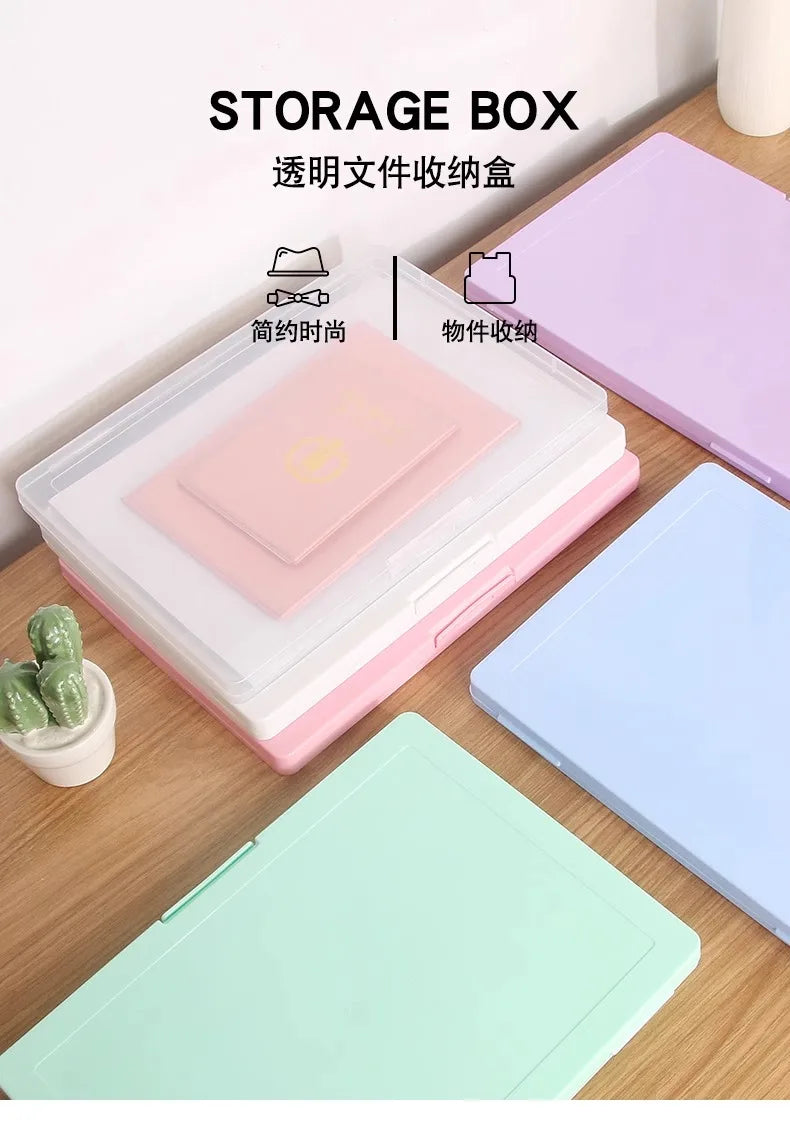 A4 transparent data storage box, folder, large capacity, multifunctional student test paper, book, graduation certificate, archi