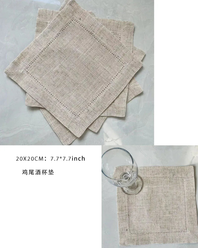 12pcs Table Napkins Wedding Party Dinner Table White Cloth Napkin Restaurant Home Napkins Cotton Linen Handkerchie 4 Size