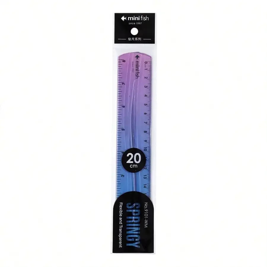 20cm/15cm Flexible Soft Ruler Gradient Rainbow Color Style Dual Unit Measurement in Cm and Inch  for Office Students School Use