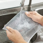 Thickened Steel Wire Cleaning Cloth Non-Scratch Double-layer Iron Microfiber Mesh Dishrag Washing Pot Rags Kitchen Towel