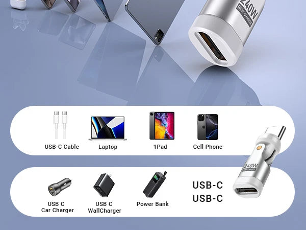 AUFU 3Pcs 9Pin Magnetic Type C Adapter 240W Fast Charging USB C To Type C Adapter OTG Connector For Samsung Xiaomi Lenovo Laptop