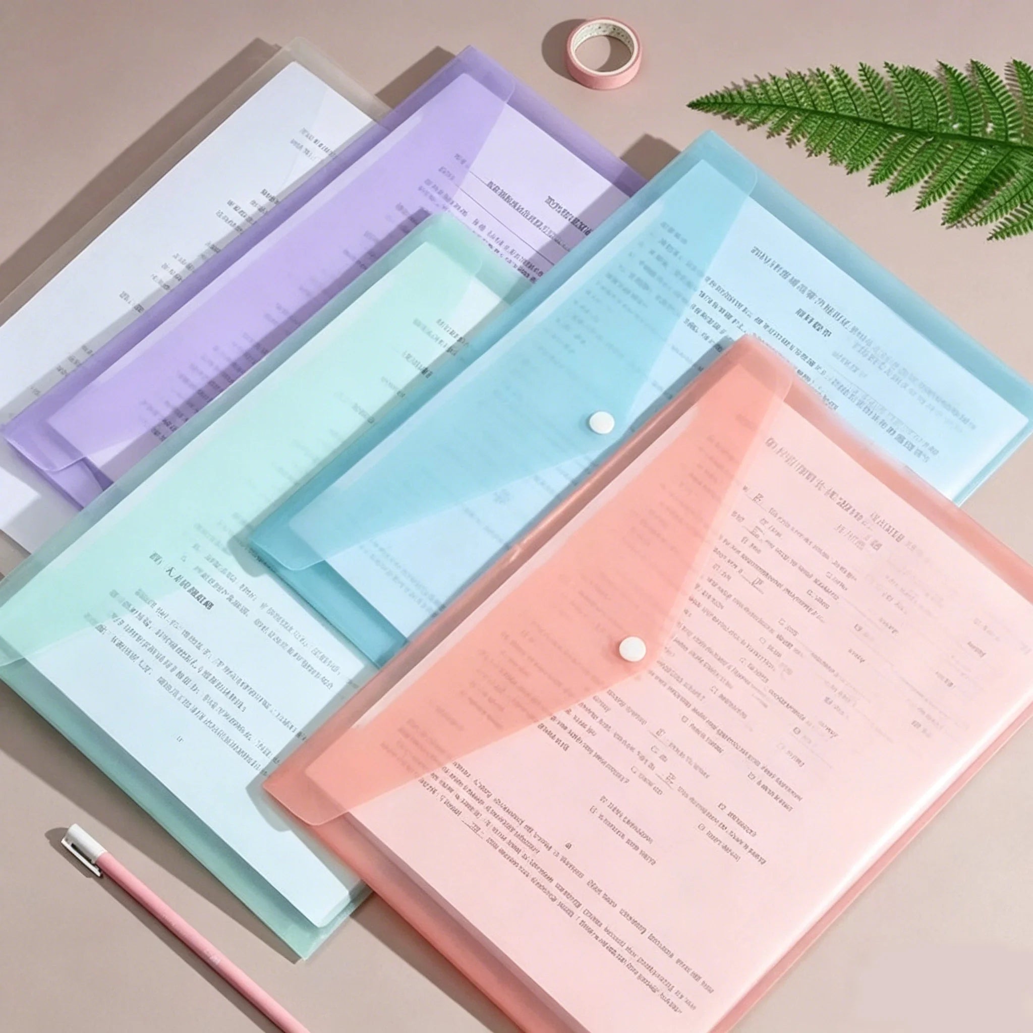 5-50Pcs A4 Transparent Plastic File Folders, Waterproof PP Document Storage Bags - For Student Test Papers & Office Organization
