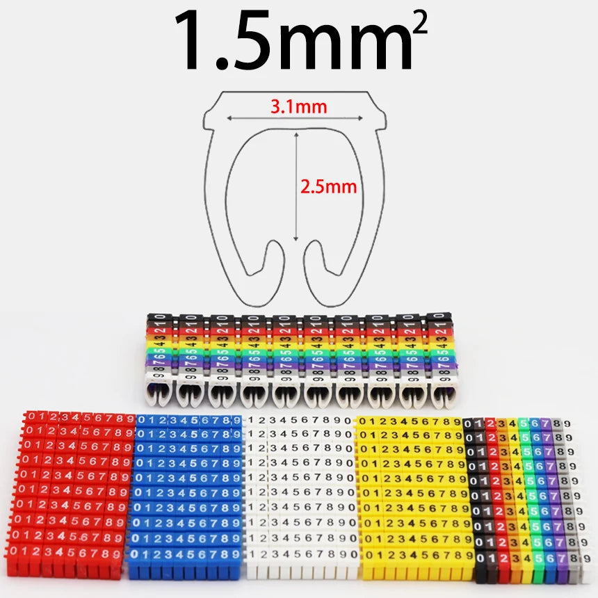 0.3-10mm2 Arabic Numerals 0-9 0123456789 Number Network Cable Wire C Type Clip Marker Tag Label Cord Marking Stuck Cord Sleeve