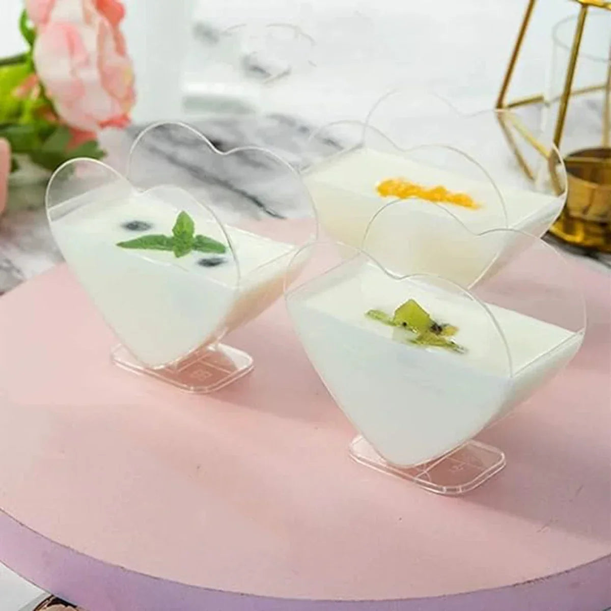 10pcs-Plastic dessert cup, heart-shaped mousse cup, pudding cup, heart-shaped Jelly cup, Tiramisu cup