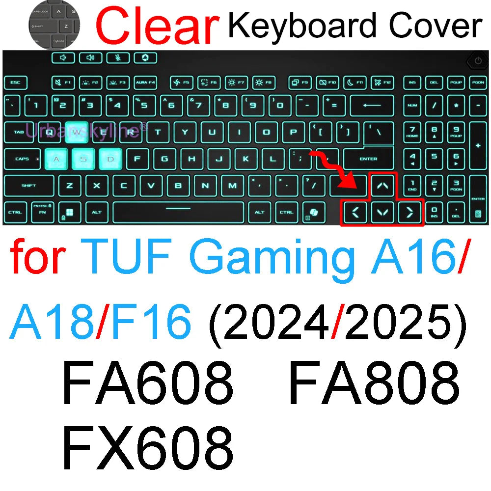 Keyboard Cover for ASUS TUF Dash F15 F16 F17 FX507 FX607 Gaming A15 A16 A17 A18 FA507 FA607 FA707 Silicone Protector Skin Case