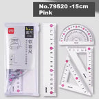 Deli Transparen Soft Ruler Set 4 in 1 Plastic Rulers for Student Drawing Mathematical Geometry School Stationery Curve Ruler