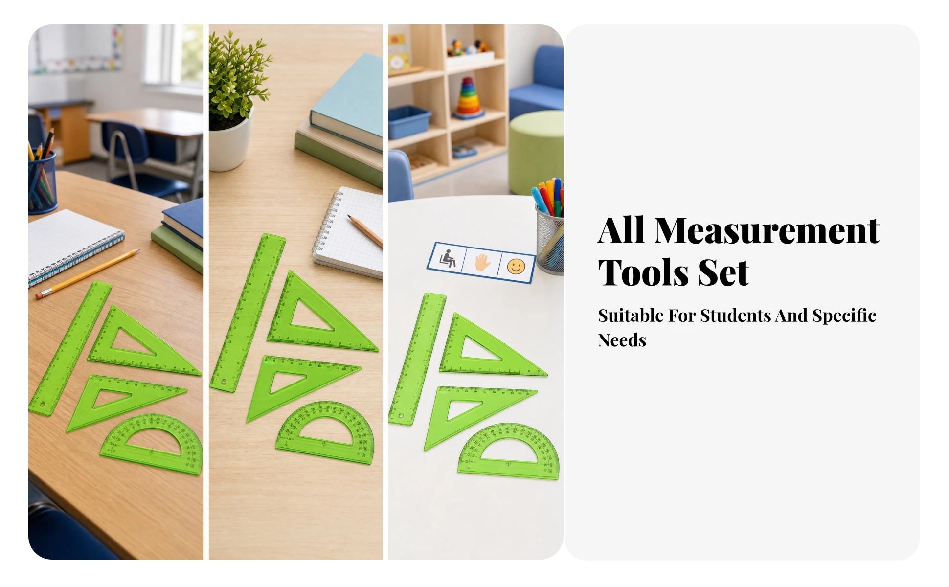 Blind Accessible Geometry Set Raised Markings Translucent Green Geometry Set