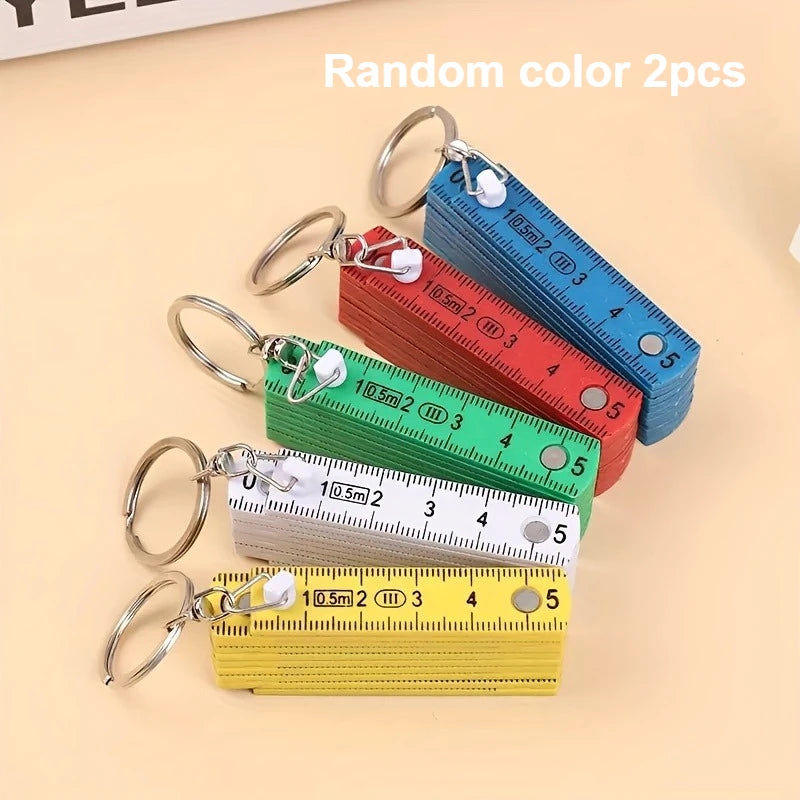Mini Folding Ruler Keychain Portable Plastic Measuring Tape