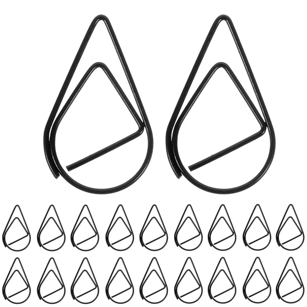 50pcs Modeling Paper Clips Metal Material Water Drop Shape Golden Silver Black Colored Bookmark Memo Clips Office Stationery